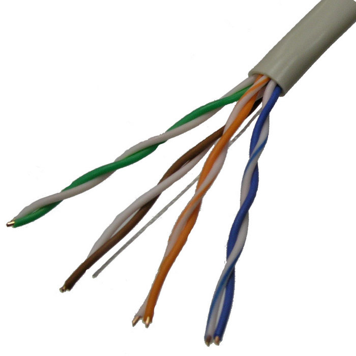Кабель витая пара UTP 4х2х0,5 мм RUICHI, 24AWG, ССА/PE/PVC, CAT5e, 100 МГц, серый, бухта 305 м фото 1