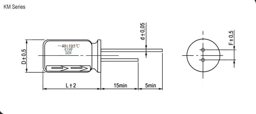 KM102M1CBKJ0816VBK JWCO Конденсатор электролитический радиальный, 1000 мкФ, 16 В,   8х16 мм, -40…+105 °C, наработка 2000 часов фото 2