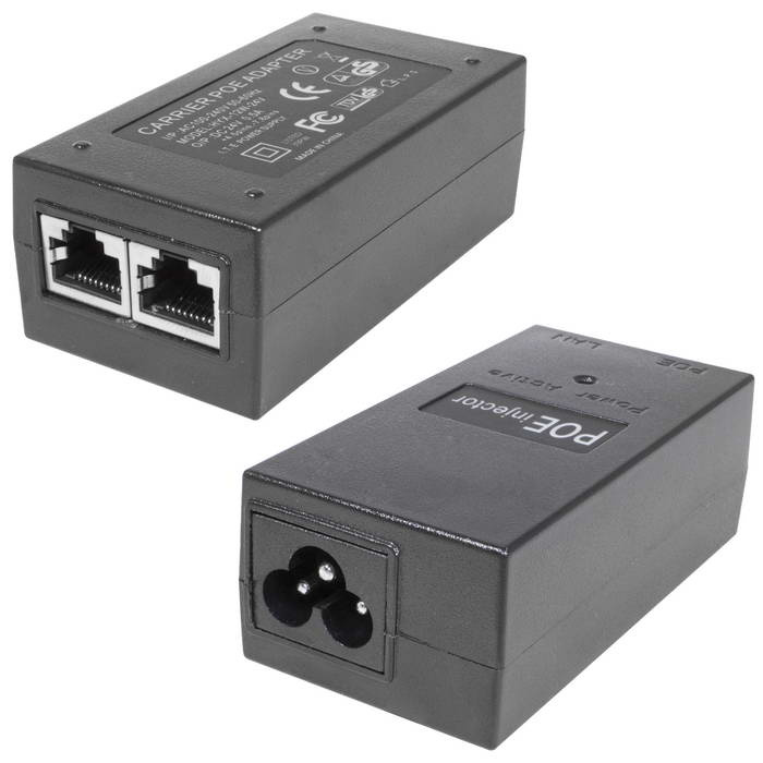 POE-инжектор RUICHI B004, 50х70х90 мм, 2 LAN-порта, 24 В, 12-24 Вт, разъем RJ45 фото 1