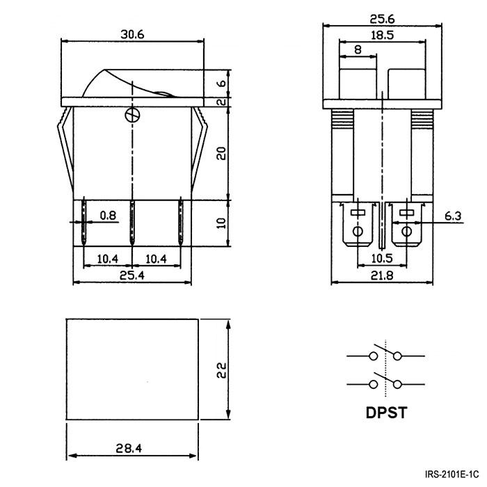 Клавишный переключатель RUICHI IRS-2101E-1C, ON-OFF фото 2
