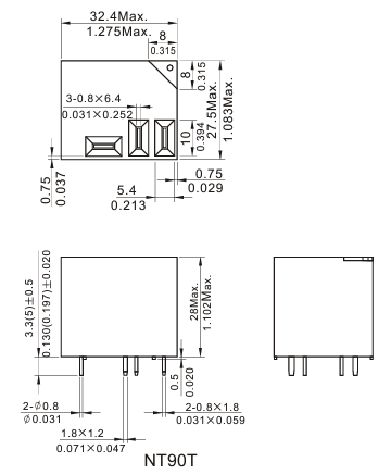 Электромагнитные реле NT90T-N-B-S-DC12V-C-B-0.6 фото 2