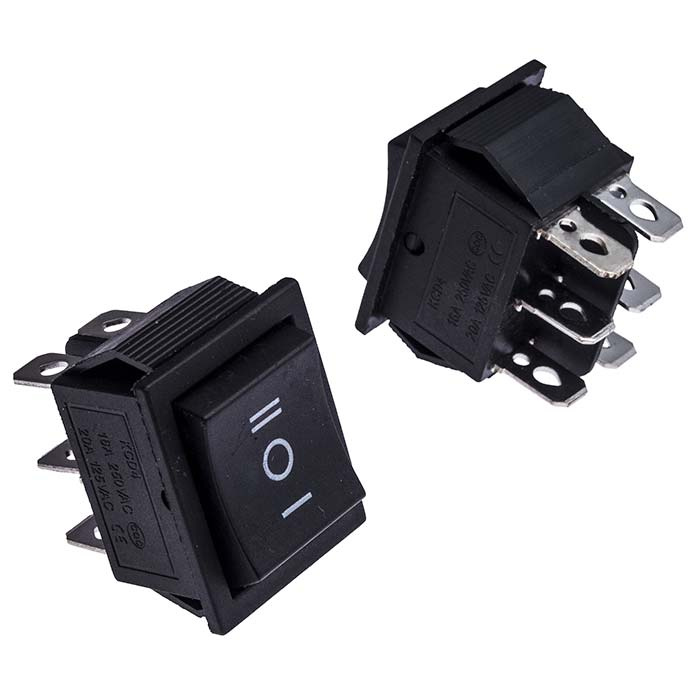 Клавишный переключатель RUICHI KCD4-203-C6-B/6P, ON-OFF-ON фото 1
