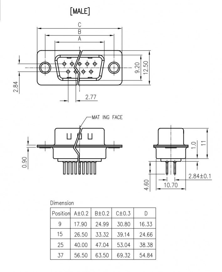 Разъём D-SUB RUICHI DPS-15M/DBB-15M, 15 контактов фото 2