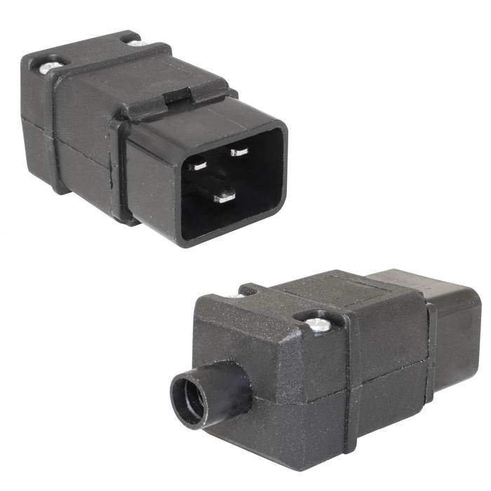 Разъем питания сетевой C20 IEC 320 AC-012 RUICHI, 3 контакта, 250 В, 10 А, -25…+70 °C, нейлон, черный фото 1