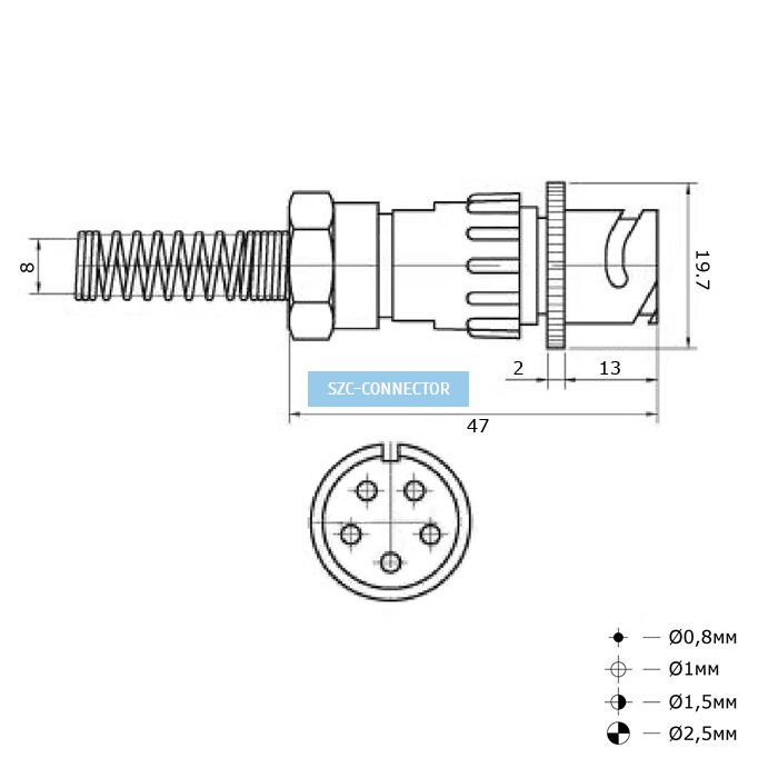 Разъём быстроразъёмный SZC FQ14-5pin, ZPJ-8, 5-ти контактный фото 2