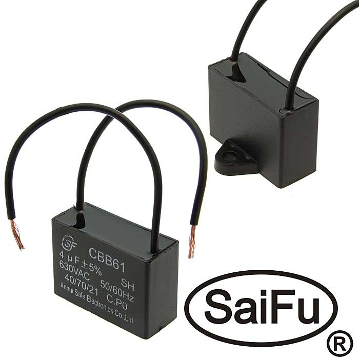 Пусковой конденсатор SAIFU CBB61, 4 мкФ, 630 В фото 1