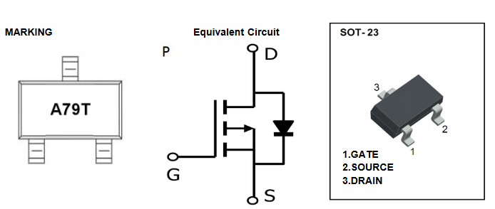 AO3407A полевой транзистор (MOSFET), P-канал, -30 В, -4,1 А, SOT-23 фото 2