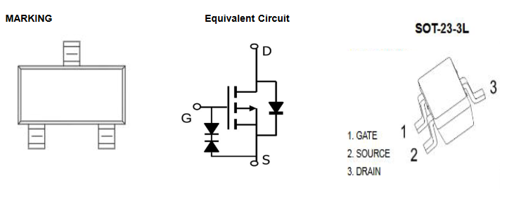 AO3415 KUU полевой транзистор (MOSFET), P-канал, -20 В, -4 А, SOT-23 фото 2