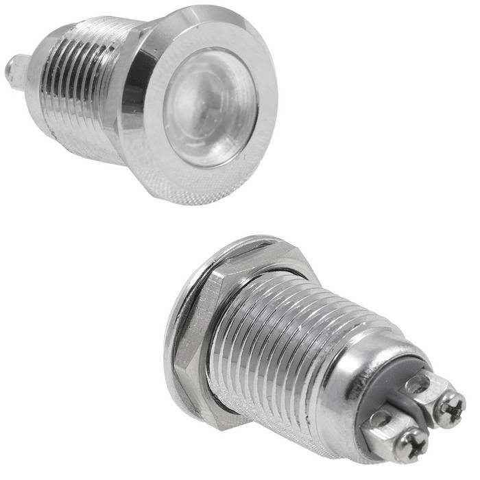 Индикатор антивандальный RUICHI GQ12D-R, белый, M12, IP65, никелированная латунь фото 1