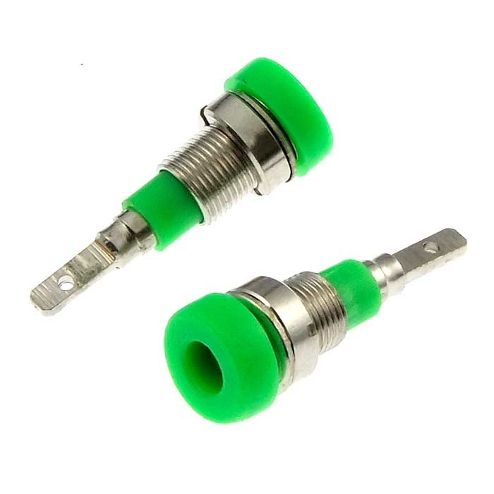Гнездо RUICHI Z007 2 мм panel jack зелёный, на панель под пайку фото 1