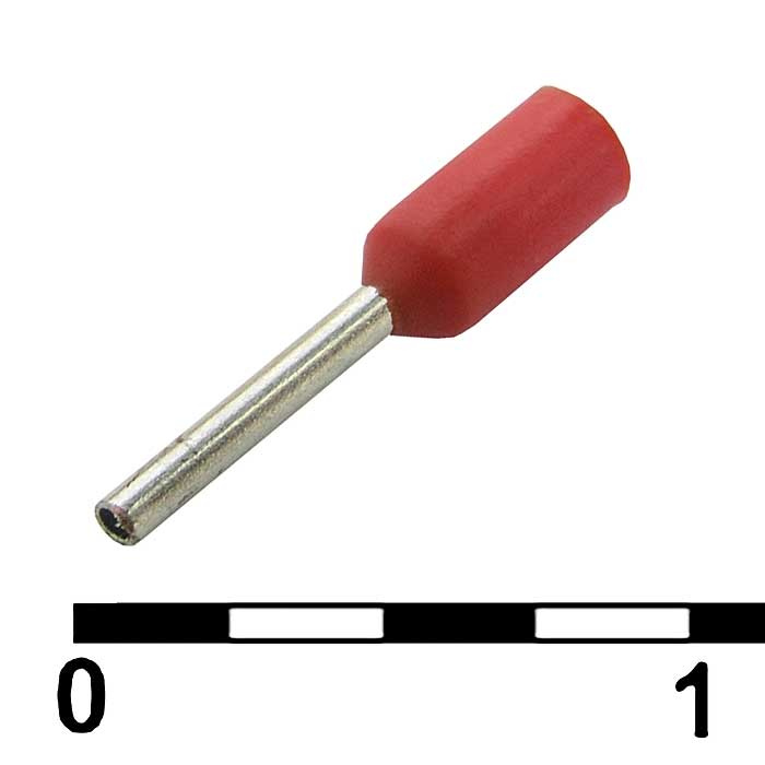 Наконечник втулочный изолированный RUICHI DN00206, 0.75x6 мм, 0.25 мм2, красный фото 1
