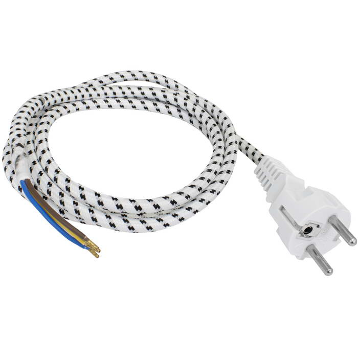 Шнур сетевой трехполюсный с прямой вилкой CEE7/7 неоконцованный RUICHI SCZ IEC 60320, 3х0.75 мм2, 16 А, 250 В, CU, длина 1.8 м, оболочка тканевая фото 1