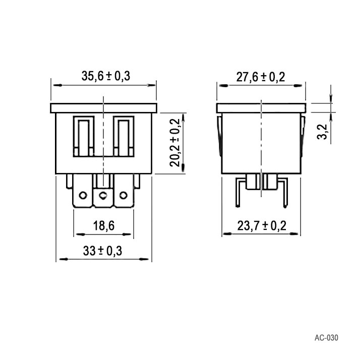 Штеккер панельный 3-х полюсный серии AC-0XX RUICHI AC-030 фото 2