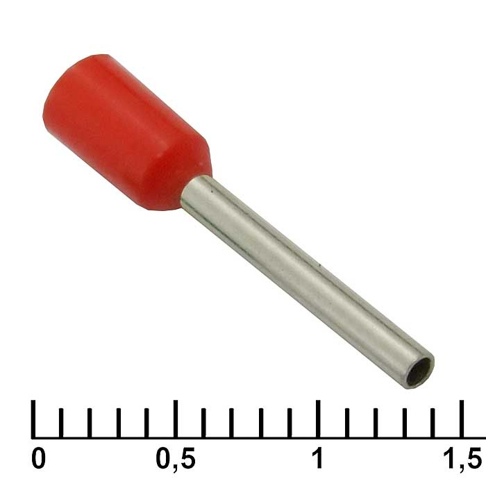 Наконечник втулочный изолированный RUICHI DN00712, 1.2x12 мм, 0.75 мм2, красный фото 1