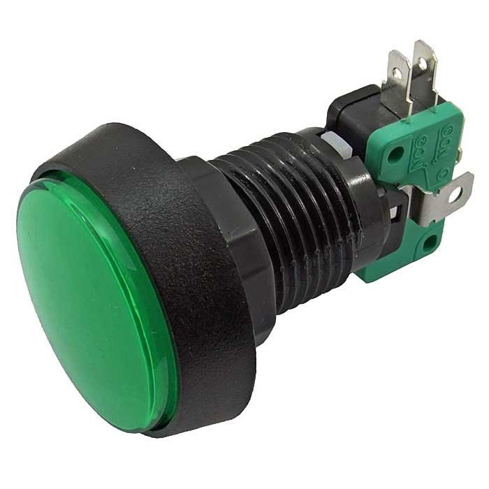 Кнопка GMSI круглая RUICHI 4B-C с LED подсветкой 12 В, 5 А, 30 мОм, 250 В, NO(NC)+NC(NO), зелёная фото 1