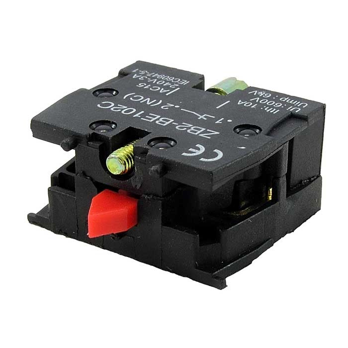 Сменная контактная группа для переключателей RUICHI ZB2-BE102, OFF-(ON)-NC, 3 А, 240 В, красный цвет толкателя фото 1