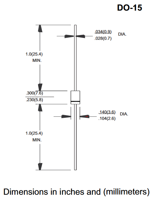 MUR160 MIC ультрабыстрый диод 600 В, 1 А, 50 нс, DO-15 фото 2