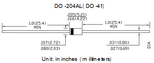 1N4004G AM выпрямительный диод 400 В, 1 А, DO-41 фото 2