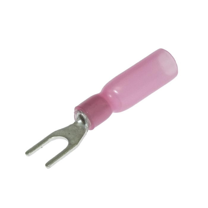 Наконечник кабельный вилочный изолированный RUICHI SV1.25-4 HST, 19 А, 22-18 AWG, красный, латунь луженая фото 1