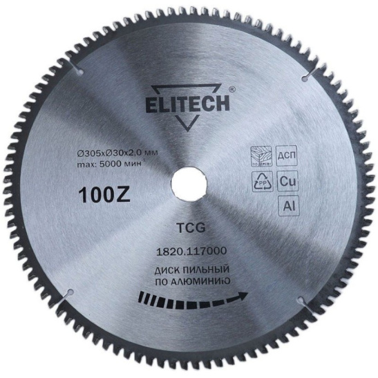 Пильный диск 305*30 z-100,  ELITECH 1820.117000 фото 1
