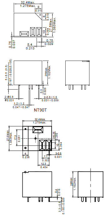Электромагнитные реле NT90T-N-C-S-DC24V-S-B-0.9 фото 2