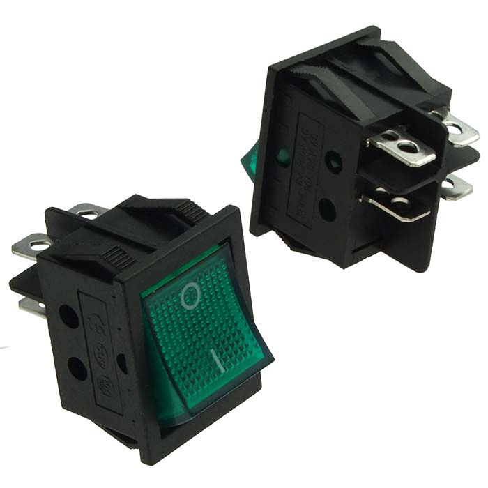 Клавишный переключатель RUICHI KCD4-201N-C3-G/4P, ON-OFF фото 1