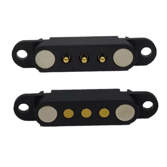 Разъем подпружененные магнитный Ruichi Pogo 3pin 02 MF, комплект male-female, шаг  2.54мм, с фланцами фото 1