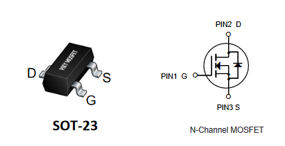 FDN5630 HXY полевой транзистор (MOSFET), N-канал, 60 В, 3 А, 85 мОм, SOT-23 фото 2