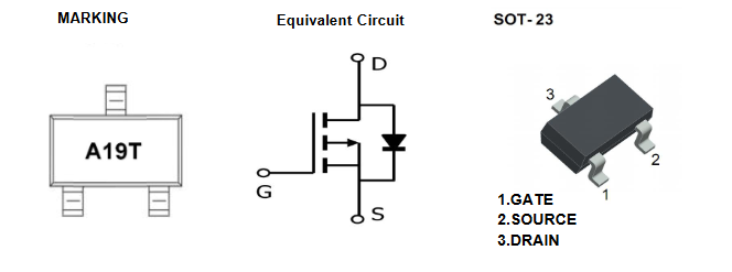 AO3401 KUU полевой транзистор (MOSFET), P-канал, -30 В, -4.1 А, SOT-23 фото 2