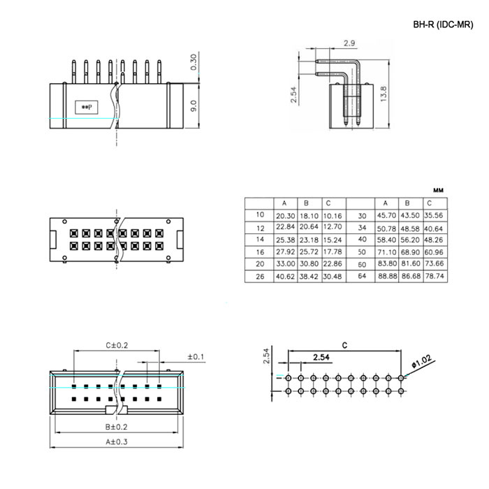 Разъём IDC RUICHI BH-06R (IDC-06MR), 6 контактов фото 2