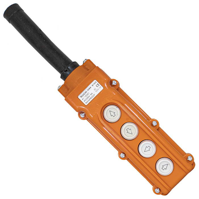 Пост 4-х кнопочный на кабель RUICHI GB8-B102, 50х70х200 мм, 250 В, 5 А, 50 мОм, -25…+70 °С, пластик, крышка ABS, оранжевый фото 1