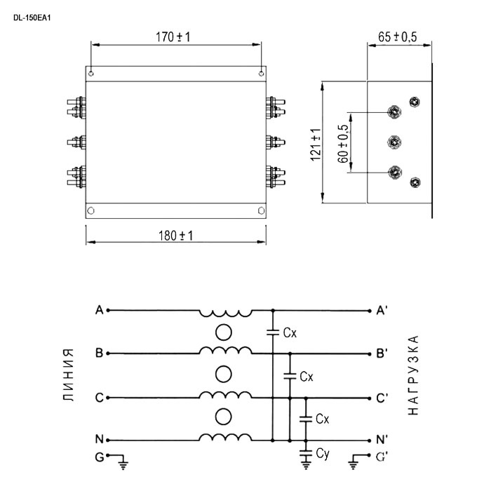 Сетевой фильтр RUICHI DL-150EA1, 150 А фото 2