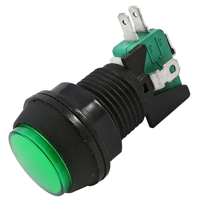 Кнопка GMSI круглая RUICHI 7B-C с LED подсветкой 12 В, 5 А, 30 мОм, 250 В, NO(NC)+NC(NO), зеленая фото 1