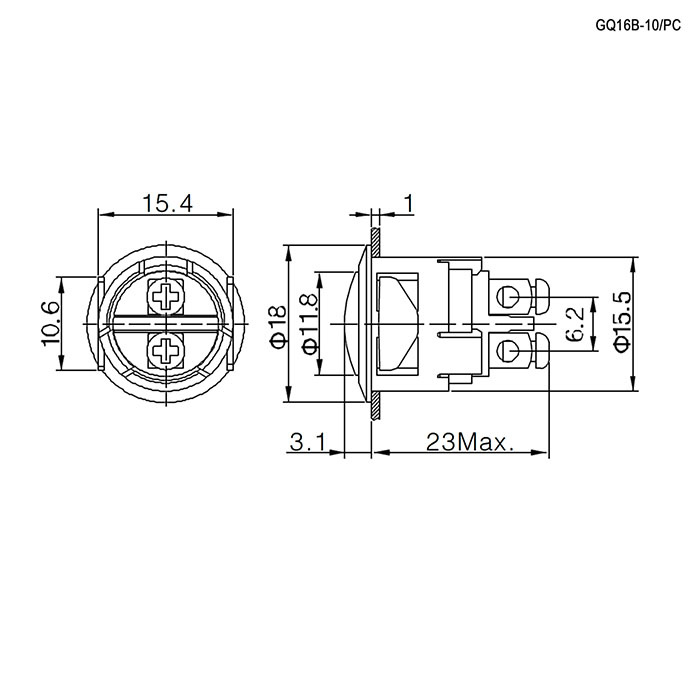 Кнопка антивандальная RUICHI GQ16B-10/PC, OFF-(ON), рабочая температура -25…+55 °C, корпус PBT+PC UV фото 2