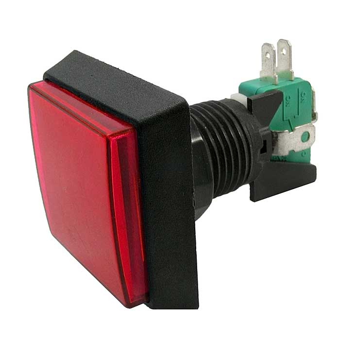 Кнопка GMSI квадратная RUICHI 2B-S с LED подсветкой 12 В, 5 А, 30 мОм, 250 В, NO(NC)+NC(NO), красная фото 1