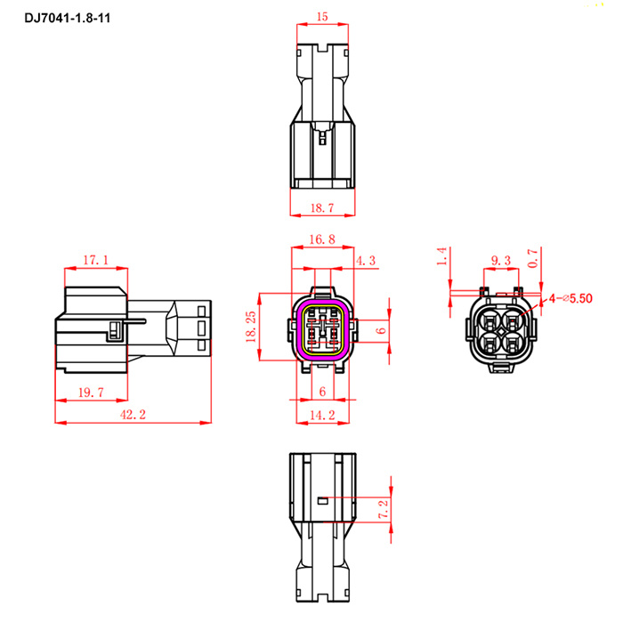 Разъём авт. соединитель RUICHI DJ7041-1.8-11 (18AWG 200 мм), 12/ 24 (DC) В фото 2