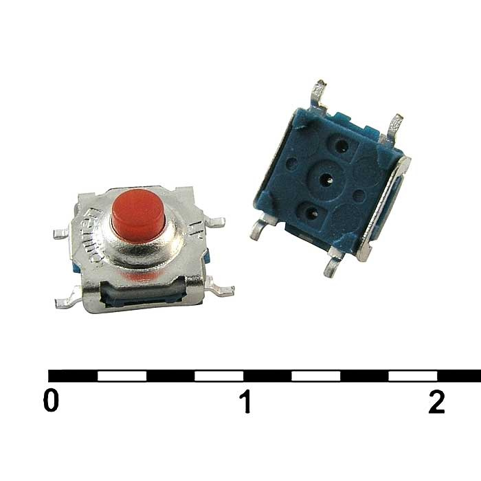 Тактовая кнопка пылевлагозащищенная RUICHI WSTP7750-250AR, 7.4х7.4х5 мм, OFF-ON (4Р), IP 67, 50 мА, 12 В, 100 мОм фото 1