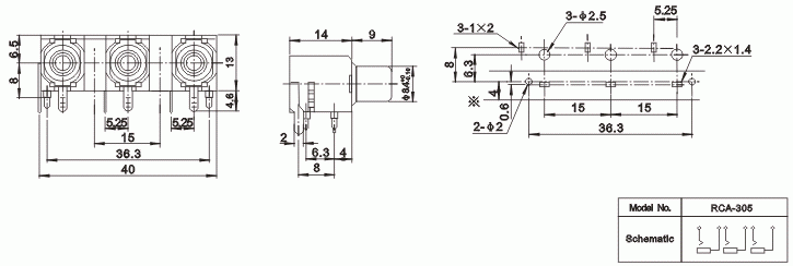 Разъём RCA RUICHI RCA-305 гнездо на плату (RS-305), 50 В фото 2