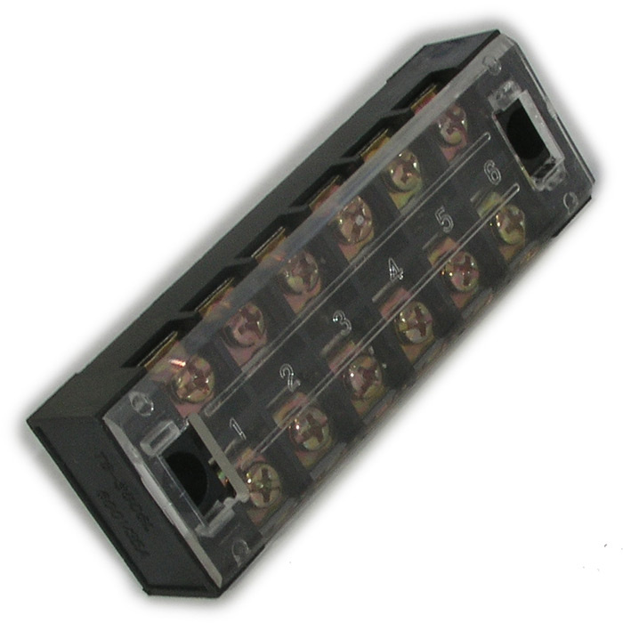 Клеммная колодка винтовая с крышкой RUICHI TB-3506, 12 контактов, М4, 35 А, 600 В, 8 AWG, 10 мм2, корпус пластик модифицированный фото 1