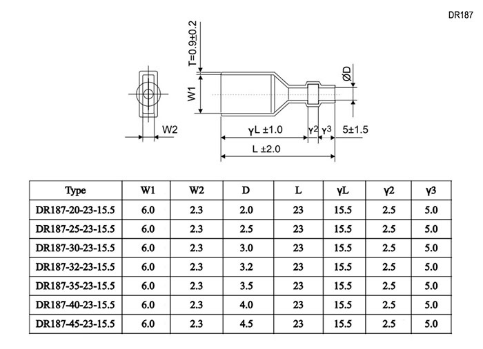 Изолятор плоской клеммы концевой RUICHI DR187-32-23-15.5, диаметр проводника 3.2 мм фото 2