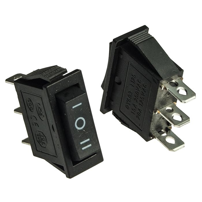 Клавишный переключатель RUICHI KCD3-103-C6-B/3P, ON-OFF-ON фото 1