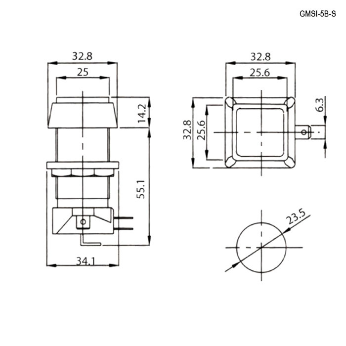Кнопка GMSI квадратная RUICHI 5B-S с LED подсветкой 12 В, 5 А, 30 мОм, 250 В, NO(NC)+NC(NO), белая фото 2