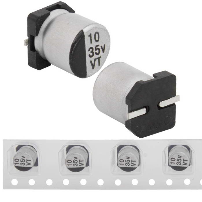 EVT035ADA100M0554 JWCO Конденсатор электролитический SMD, 10 мкФ, 35 В, 5х5.4 мм, -55…+105 °C, наработка 2000 часов фото 1