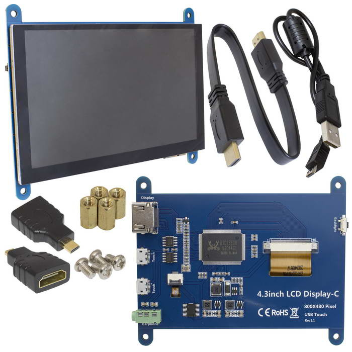 4.3-дюймовый HDMI-дисплей с емкостным сенсорным экраном RUICHI DSM-IPS-TOUCH- 4, разрешение 800x480, HDMI, IPS, поддержка различных устройств и систем фото 1