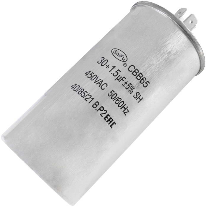 CBB65 30uF + 1.5uF 450V, SAIFU, пусковой конденсатор сдвоенный, 30 + 1.5 мкФ, 450  В фото 1