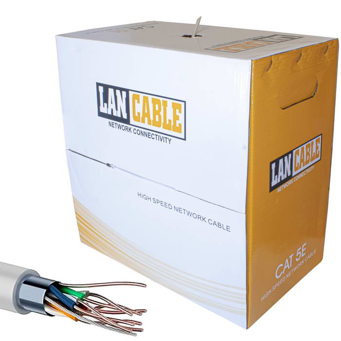 Кабель витая пара FTP 4х2х0,4 мм RUICHI, 26AWG, ССА/HDPE/PVC, CAT5e, 100 МГц, серый, бухта 305 м фото 1