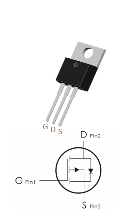 IRF9Z24N JSMSEMI полевой транзистор (MOSFET), P-канал, -60 В, -17 А, 86мОм, 22.6 нКл, TO-220 фото 2