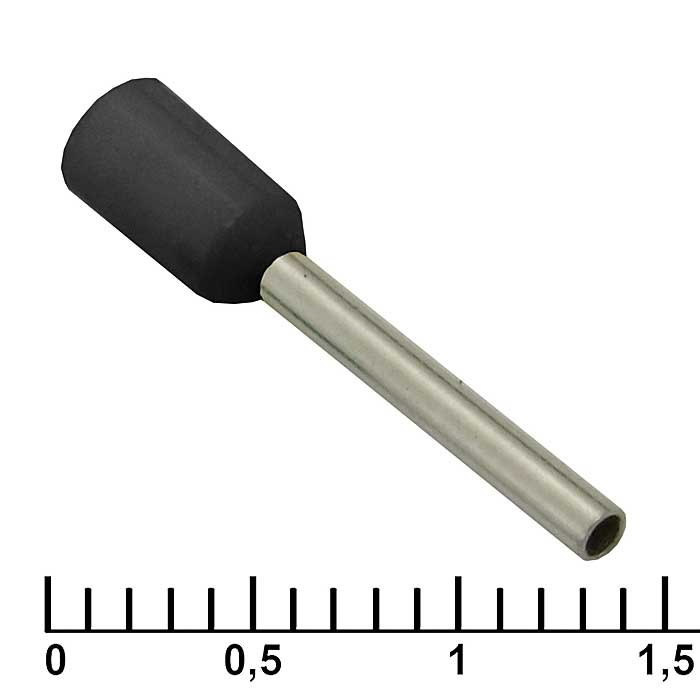 Наконечник втулочный изолированный RUICHI DN00712, 1.2x12 мм, 0.75 мм2, черный фото 1