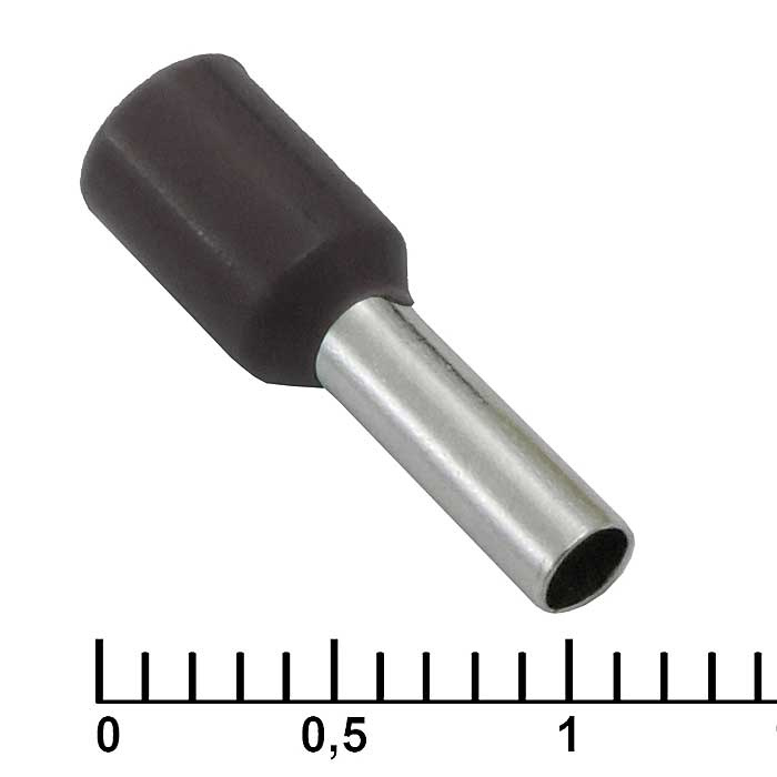 Наконечник на кабель RUICHI DN02508, чёрный, 2.2x8 мм, 2.5 мм2 фото 1