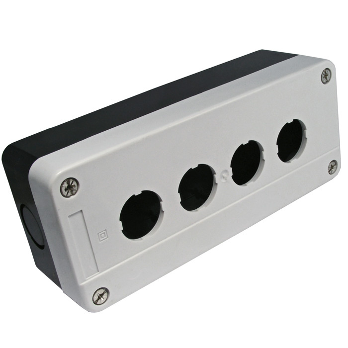 Кнопочный пост RUICHI GB2-B04, 4-х местный, IP40/IP65, 68х180х51 мм, открытой установки,  черный/серый фото 1